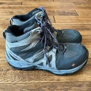 Merrell Siren Mid Alloy Toe Waterproof Work Hikers Boots Charcoal Paloma 7.5